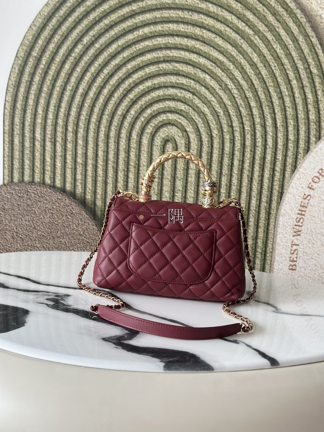 香奈兒CHANEL Coco Handle, 迷你 酒紅|AS92990:圖片 3