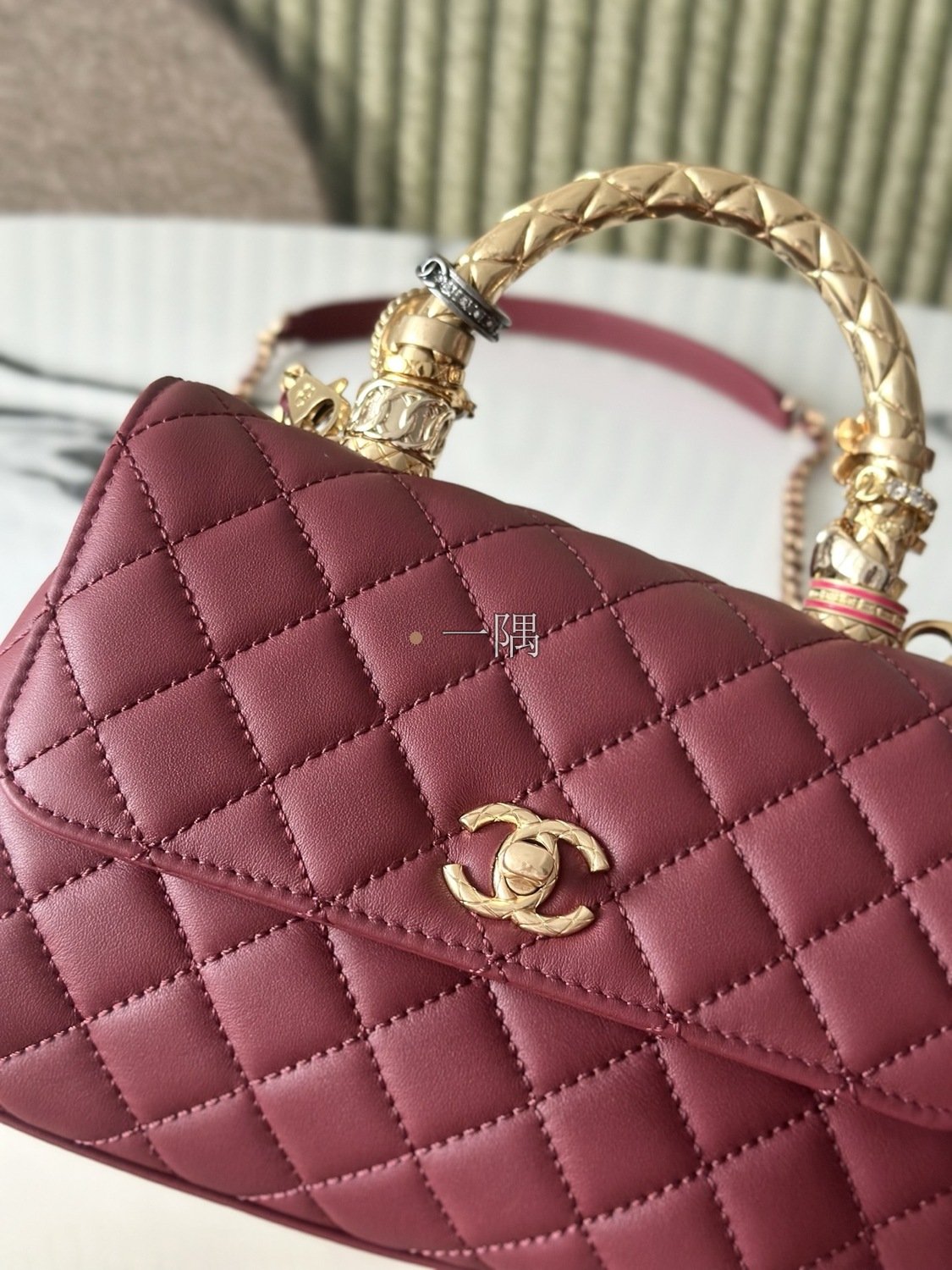 香奈兒CHANEL Coco Handle, 迷你 酒紅|AS92990:圖片 6