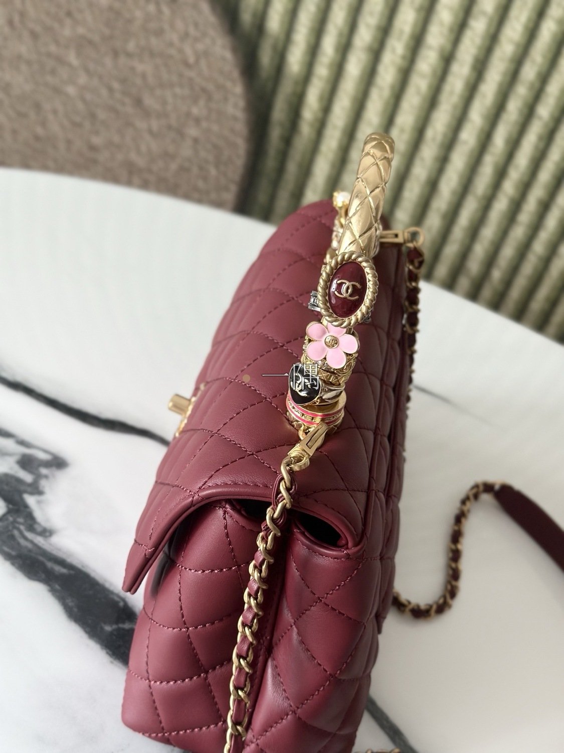 香奈兒CHANEL Coco Handle, 迷你 酒紅|AS92990:圖片 7
