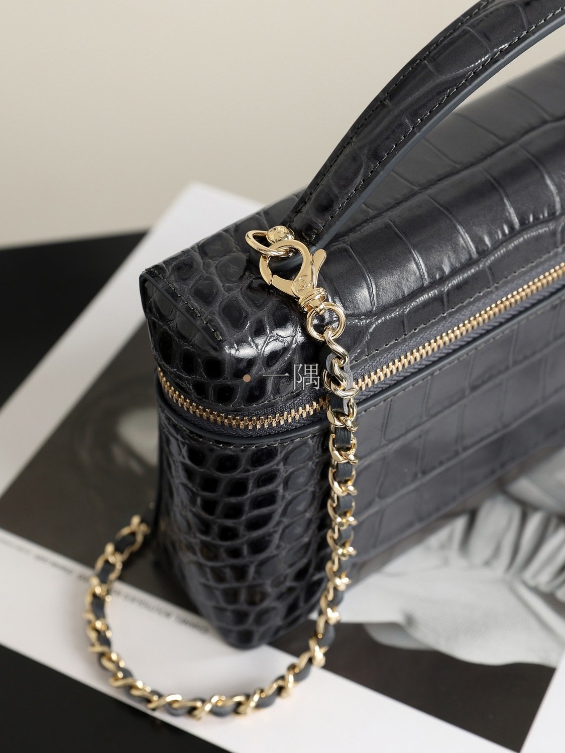 香奈兒CHANEL 鏈條 顆粒小牛皮, 小號 黑色|AP5438:圖片 3
