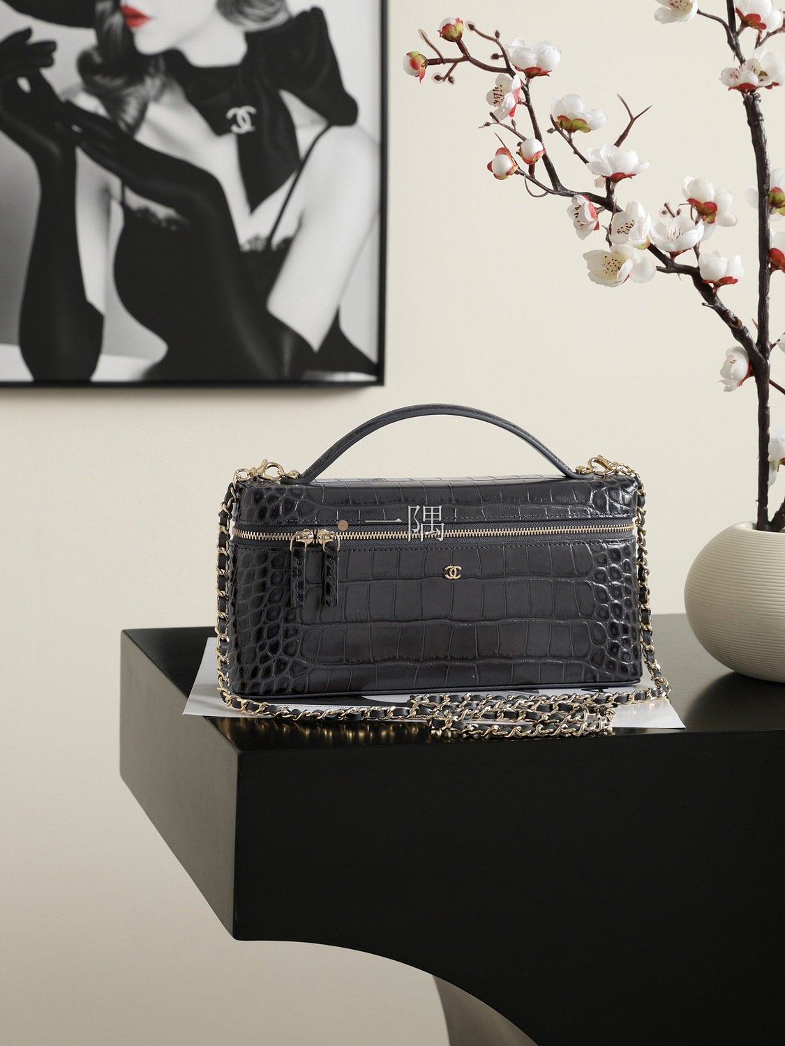 香奈兒CHANEL 鏈條 顆粒小牛皮, 小號 黑色|AP5438:圖片 5