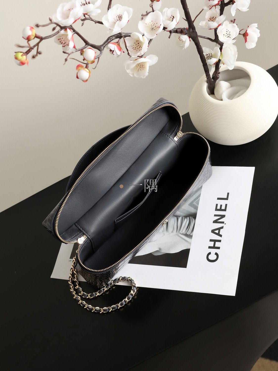 香奈兒CHANEL 鏈條 顆粒小牛皮, 小號 黑色|AP5438:圖片 8