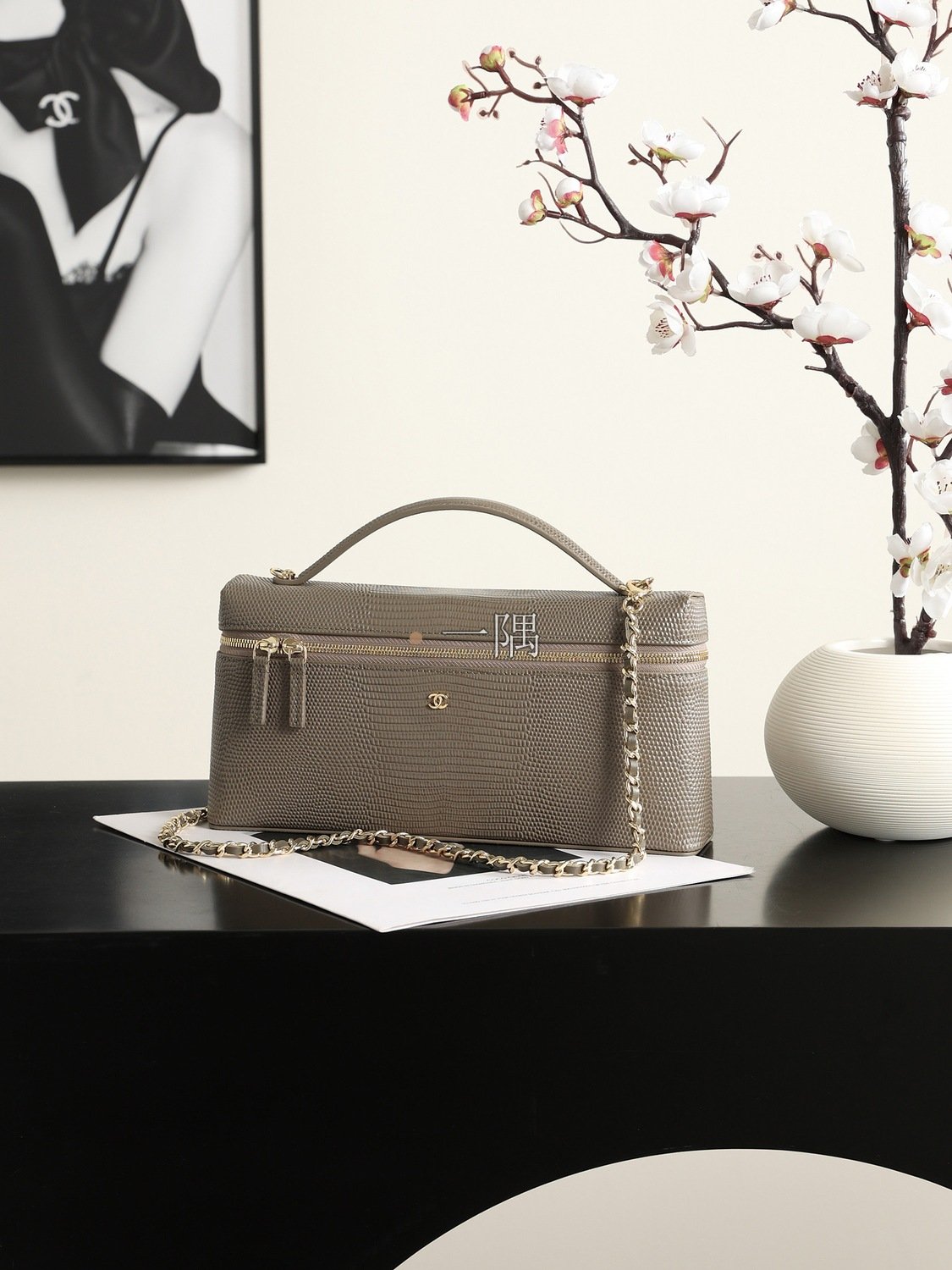 香奈兒CHANEL 鏈條 顆粒小牛皮, 小號 棕色|AP5438:圖片 2