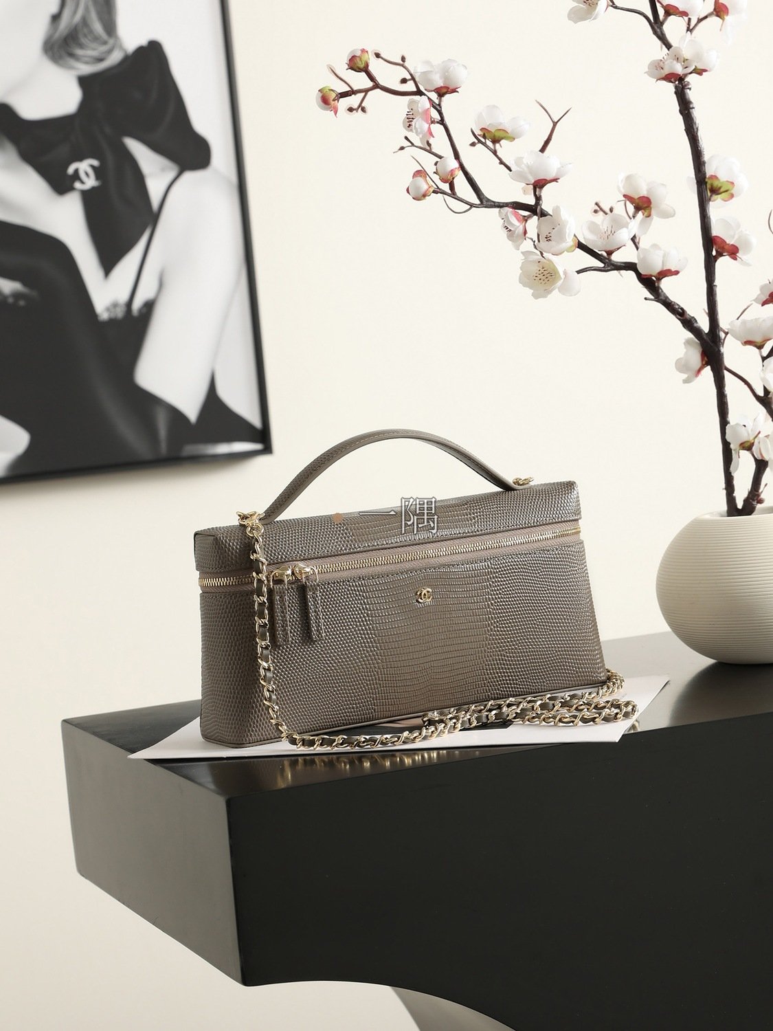 香奈兒CHANEL 鏈條 顆粒小牛皮, 小號 棕色|AP5438:圖片 3