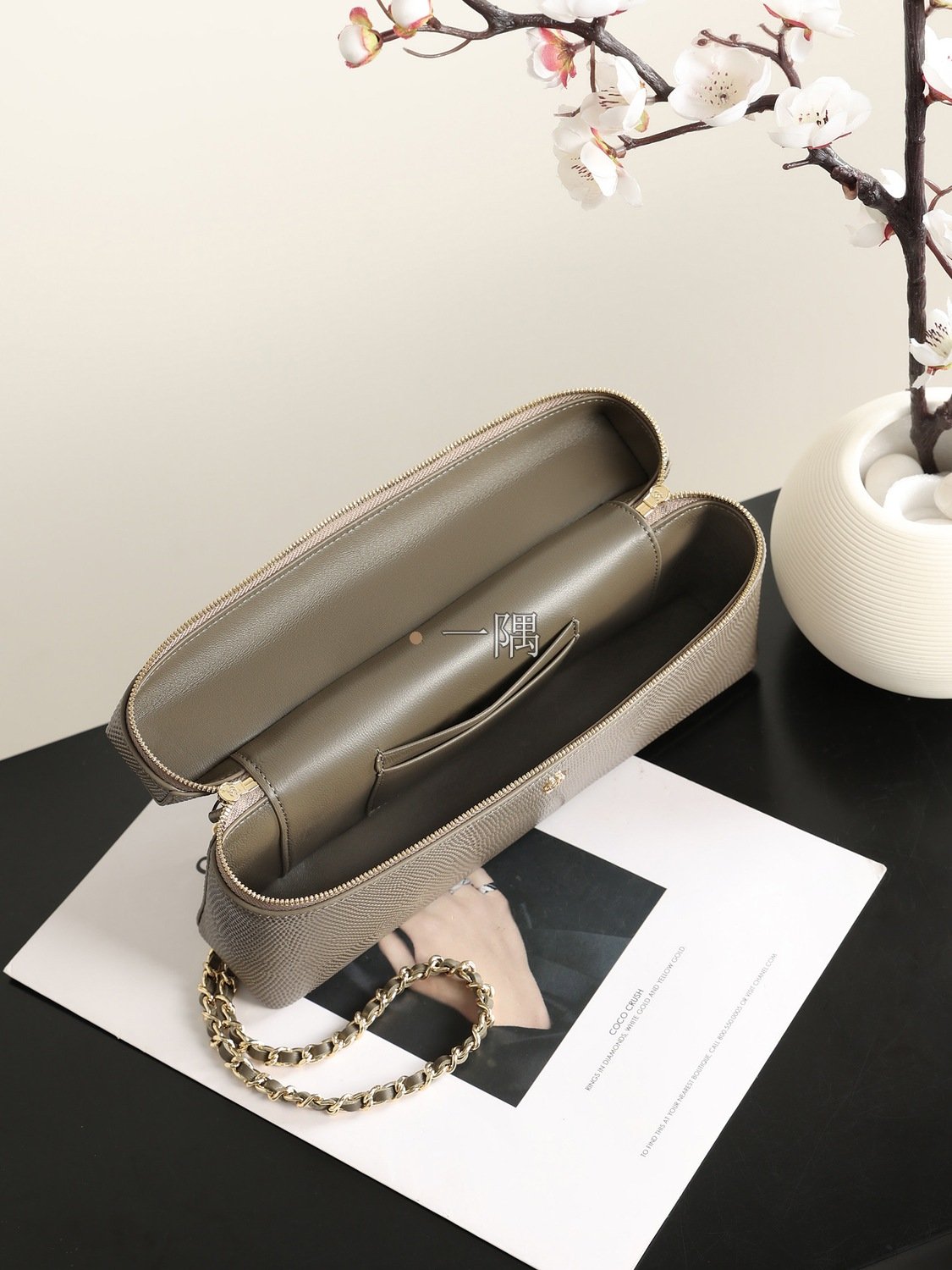 香奈兒CHANEL 鏈條 顆粒小牛皮, 小號 棕色|AP5438:圖片 8