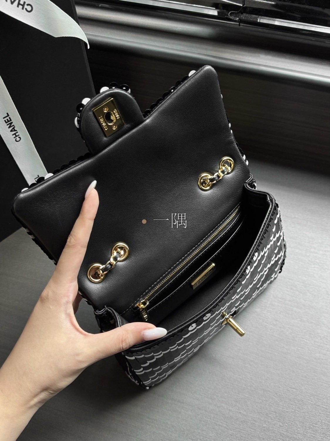 香奈兒CHANEL CF 珠片 SO BLACK 口蓋包, 小號|AS4561:圖片 6