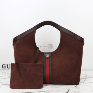 古馳GUCCI 磨砂穿孔, 大號 深棕|853971