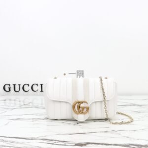 古馳GUCCI 皮磨砂, 迷你 白色|A006X1