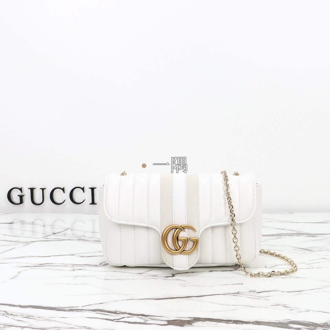 古馳GUCCI 皮磨砂, 迷你 白色|A006X1