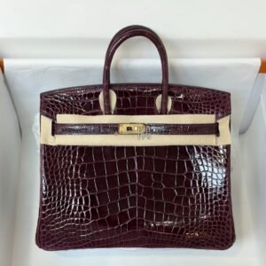 愛馬仕HERMÈS Birkin 25 美洲鱷, 小號 波爾多酒紅