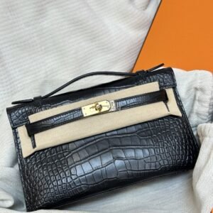 愛馬仕HERMÈS Mini Kelly 一代 美洲鱷, 迷你 黑色