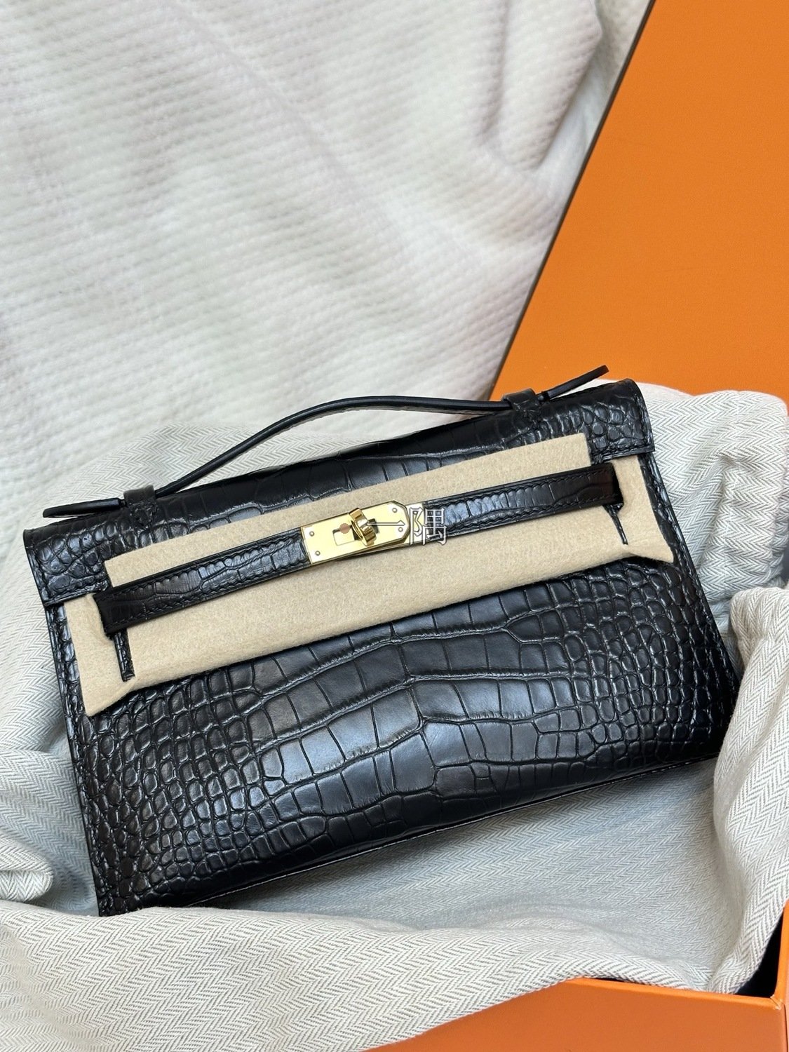 愛馬仕HERMÈS Mini Kelly 一代 美洲鱷, 迷你 黑色