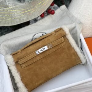 愛馬仕HERMÈS Kelly 一代 麂皮泰迪, 迷你 金棕