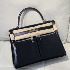 愛馬仕HERMÈS Kelly Lakis 32 box皮, 中號 黑色