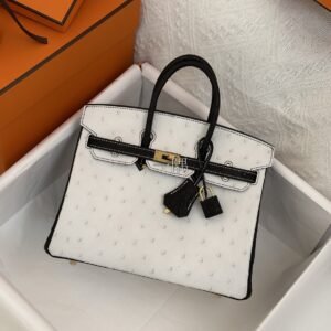 愛馬仕HERMÈS Birkin 25 鴕鳥皮, 小號 黑色