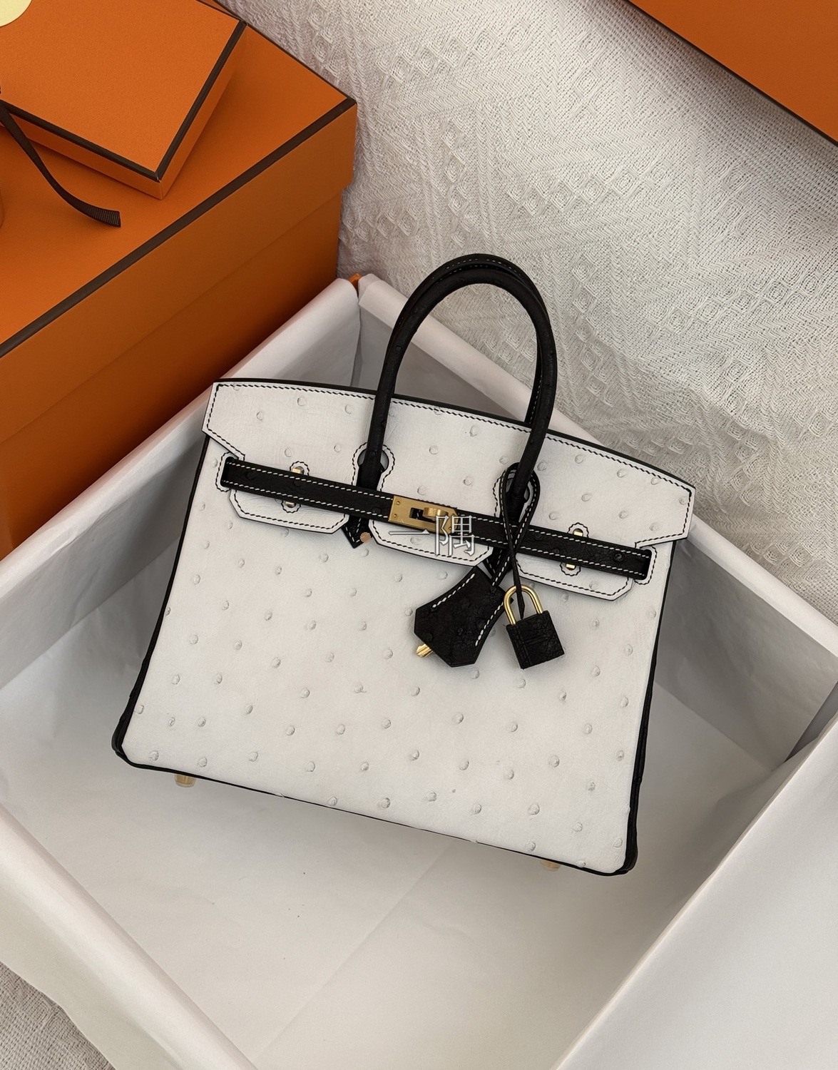 愛馬仕HERMÈS Birkin 25 鴕鳥皮, 小號 黑色