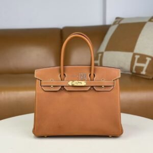 愛馬仕HERMÈS Birkin 30 馬鞍皮, 中號 金棕