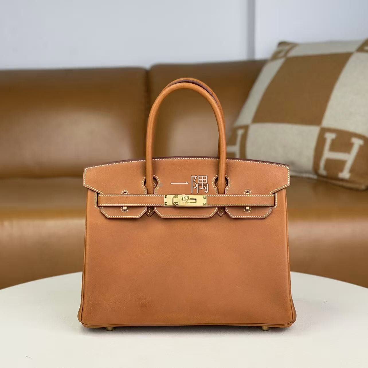愛馬仕HERMÈS Birkin 30 馬鞍皮, 中號 金棕