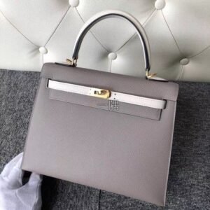 愛馬仕HERMÈS Kelly 25 epsom, 小號 瀝青灰