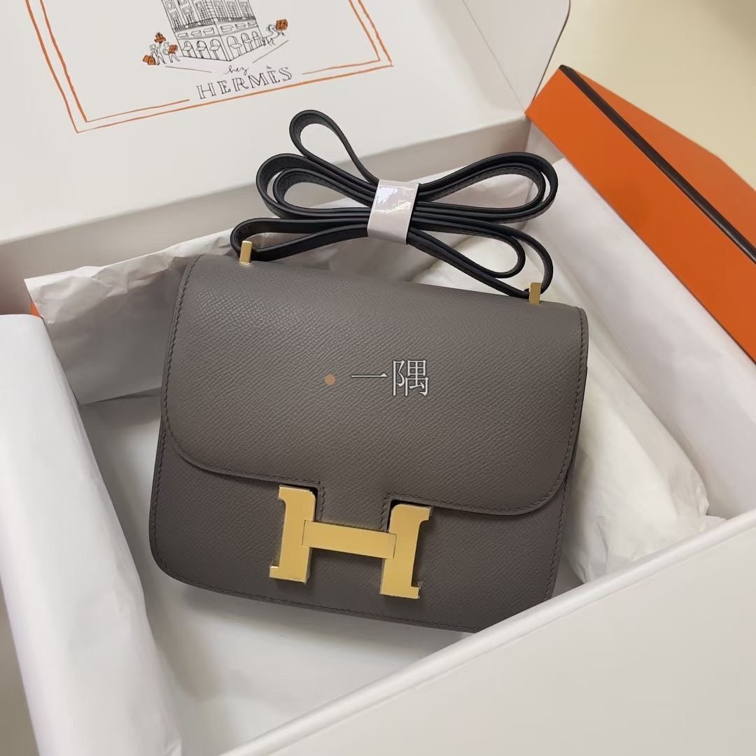 愛馬仕HERMÈS Constance epsom, 迷你 錫器灰