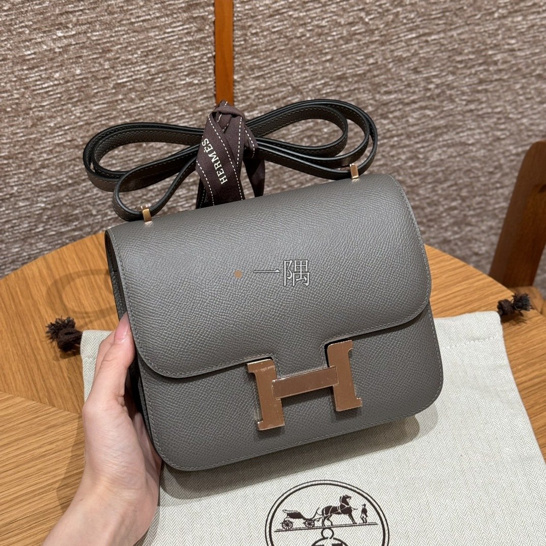 愛馬仕HERMÈS Constance epsom, 迷你 積雨雲灰