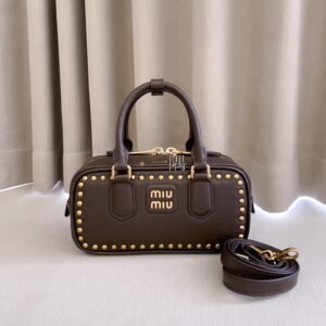 繆繆MiuMiu Arcadie 釘面, 迷你 棕色|5BB142釘面
