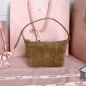 繆繆MiuMiu 麂絨皮, 小號 米色|5NE841麂絨皮