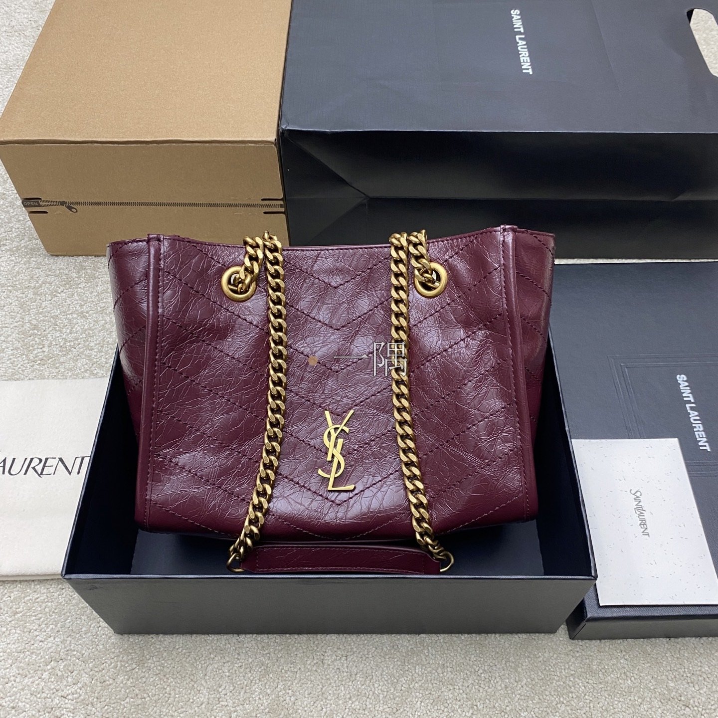 YSL Niki 油臘 小號 棗紅