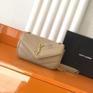 聖羅蘭YSL LouLou 羊皮, 迷你 杏色|821749